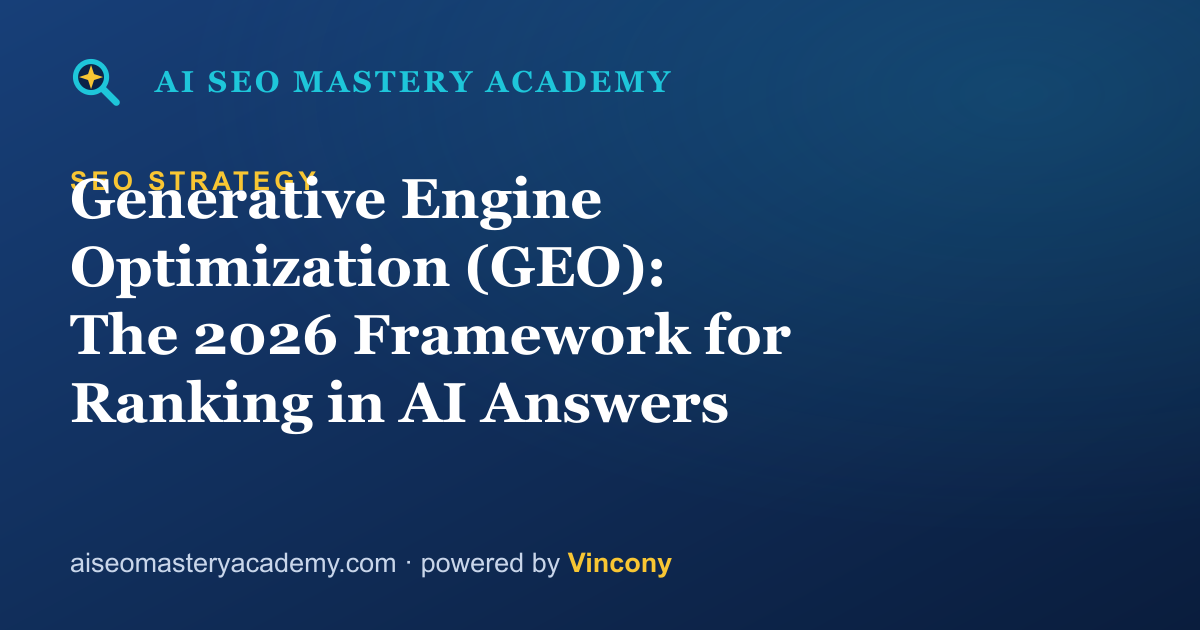 Generative Engine Optimization (GEO): The 2026 Framework for Ranking in AI Answers — AI SEO Mastery Academy