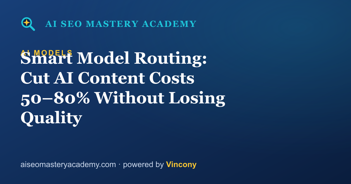 Smart Model Routing: Cut AI Content Costs 50–80% Without Losing Quality — AI SEO Mastery Academy